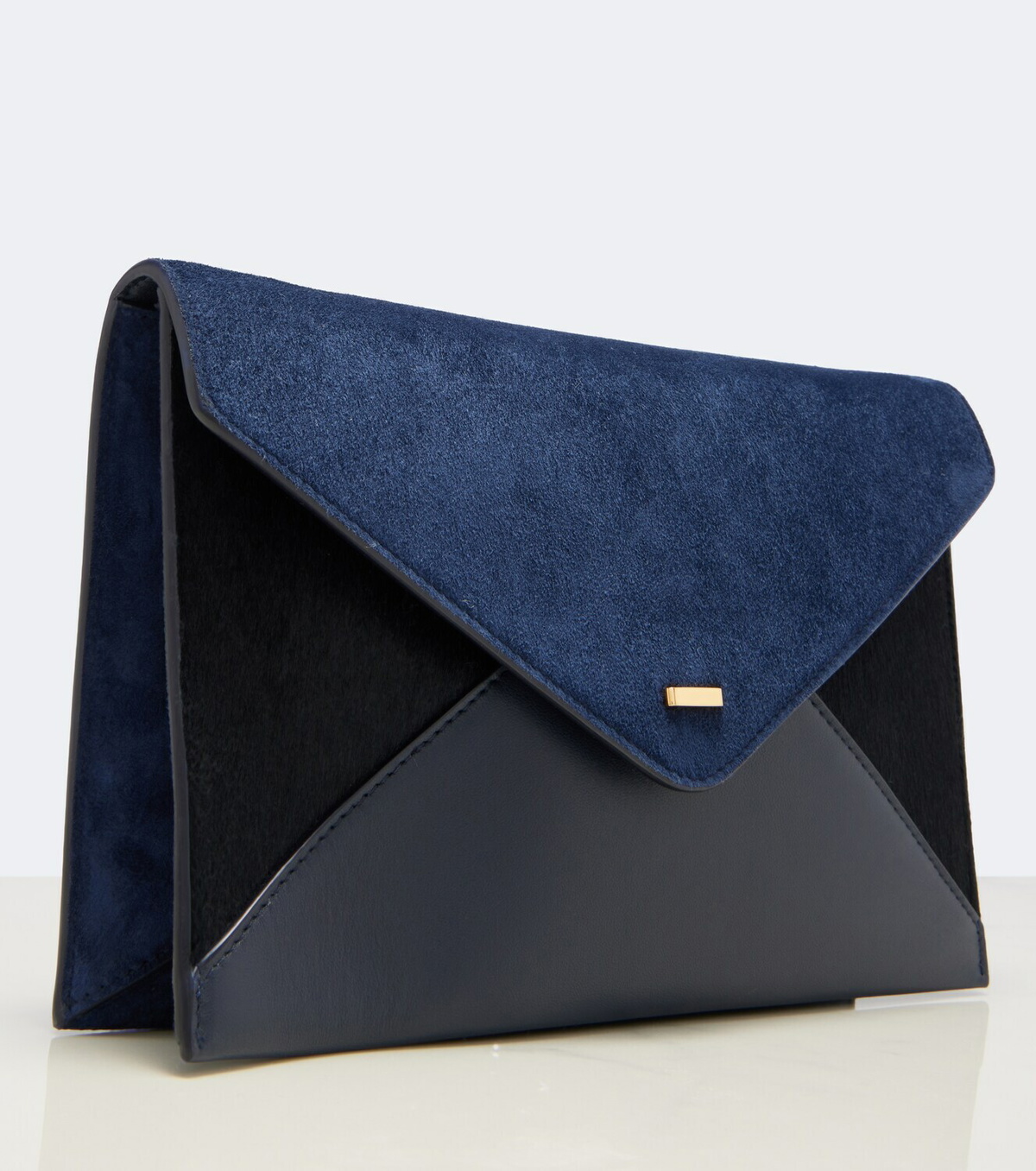 Khaite Grace leather-trimmed suede clutch