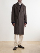 Rubinacci - Double-Breasted Herringbone Virgin Wool Twill Coat - Brown