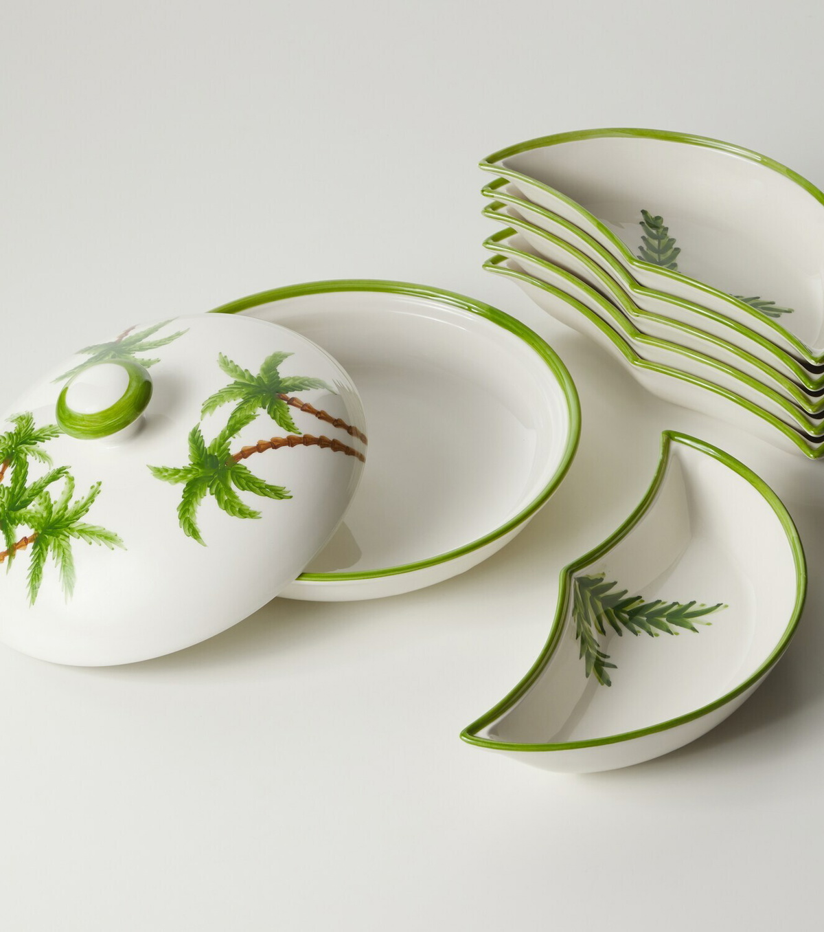 Les-Ottomans Palm ceramic tray set