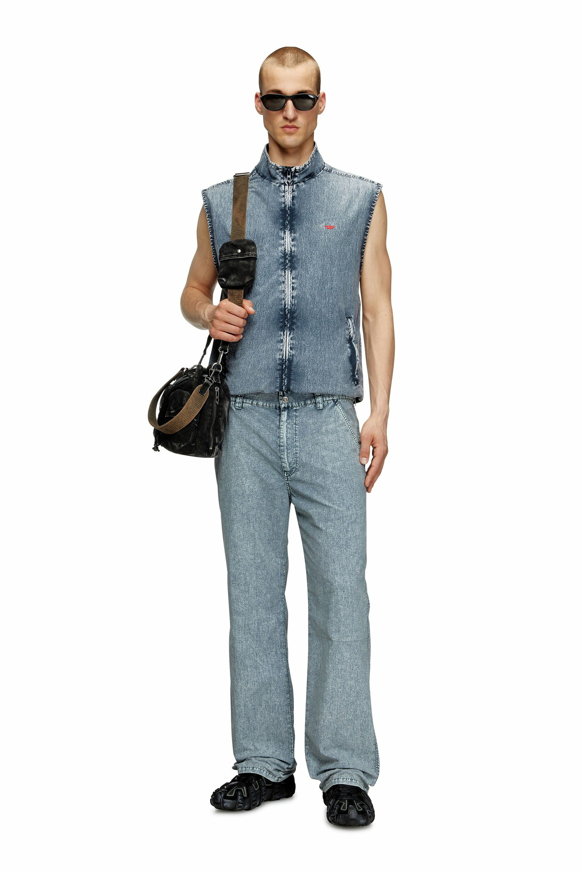 Diesel Vest in recycled nylon taslan - Jackets Mens in Blue