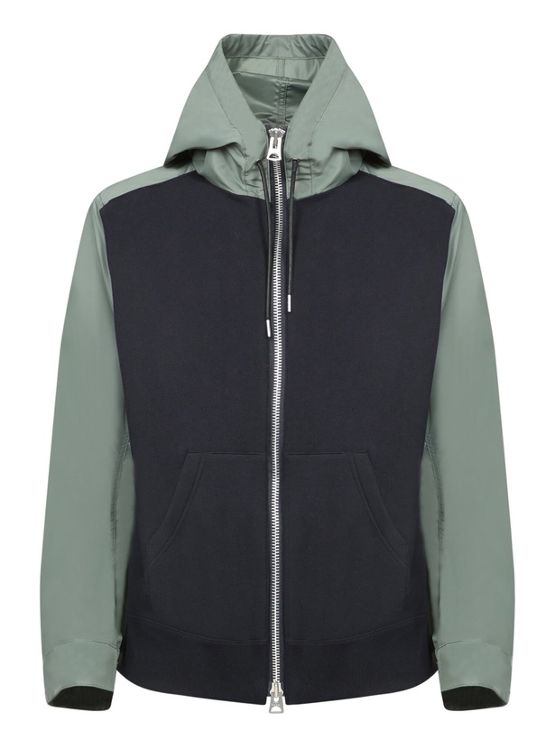 Photo: Sacai Drop Shoulder Drawstring Twill Hoodie