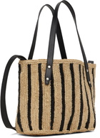 rag & bone Beige & Black Small Striped Straw Tote