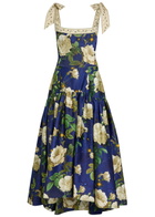Alice + Olivia Rosalee Floral Print Cotton-blend Midi Dress Multicoloured
