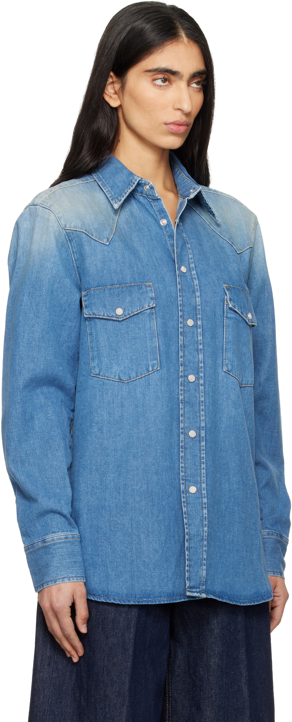 6397 Blue Western Denim Shirt