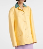 Gucci Logo corduroy-trimmed leather jacket