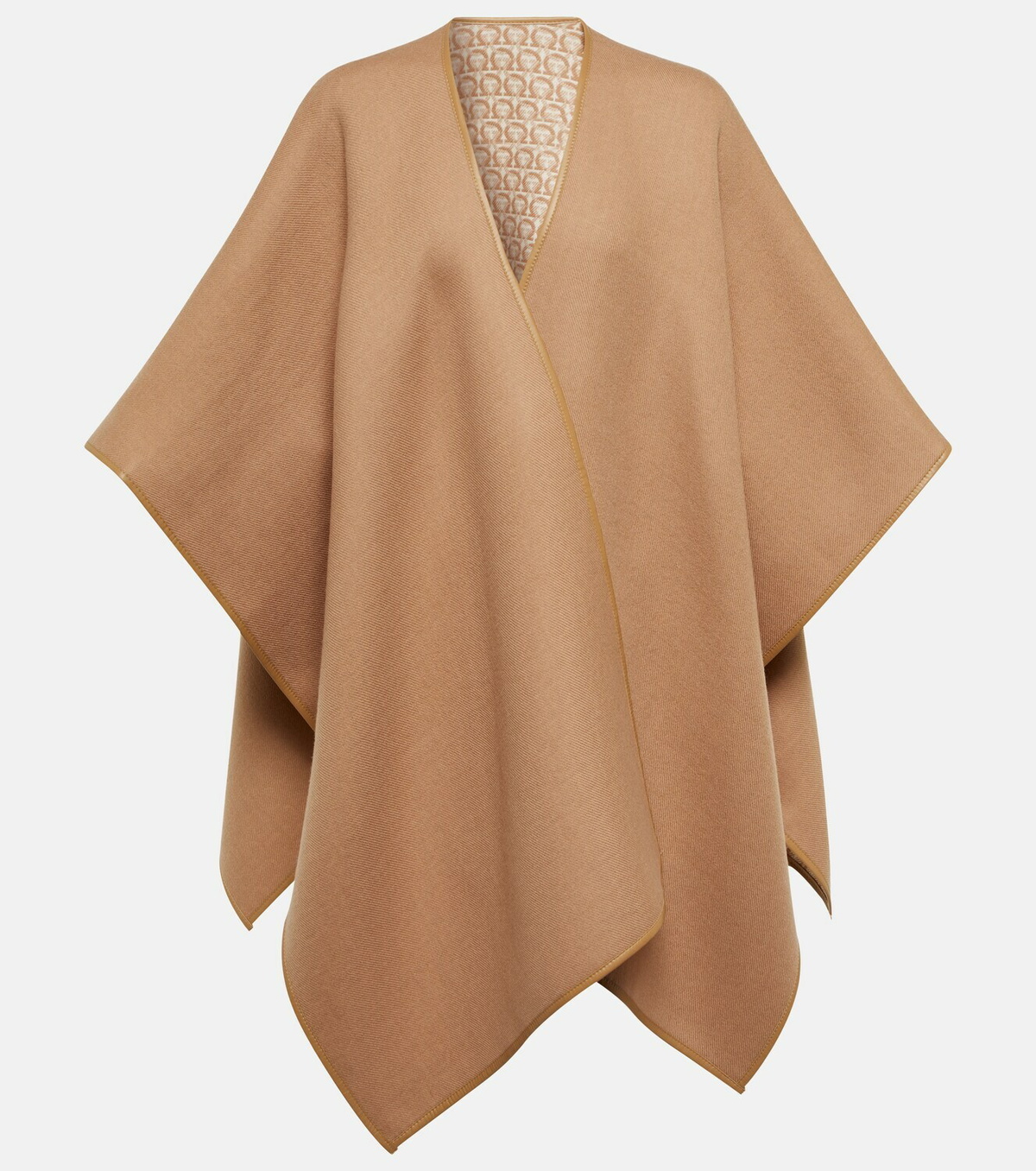 ポンチョ・ケープ SALVATORE FERRAGAMO EMBROIDERED WOOL REVERSIBLE CAPE Navy blue Reversible Poncho FERRAGAMO