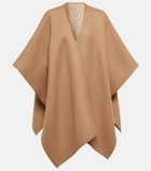Ferragamo - Leather-trimmed wool poncho