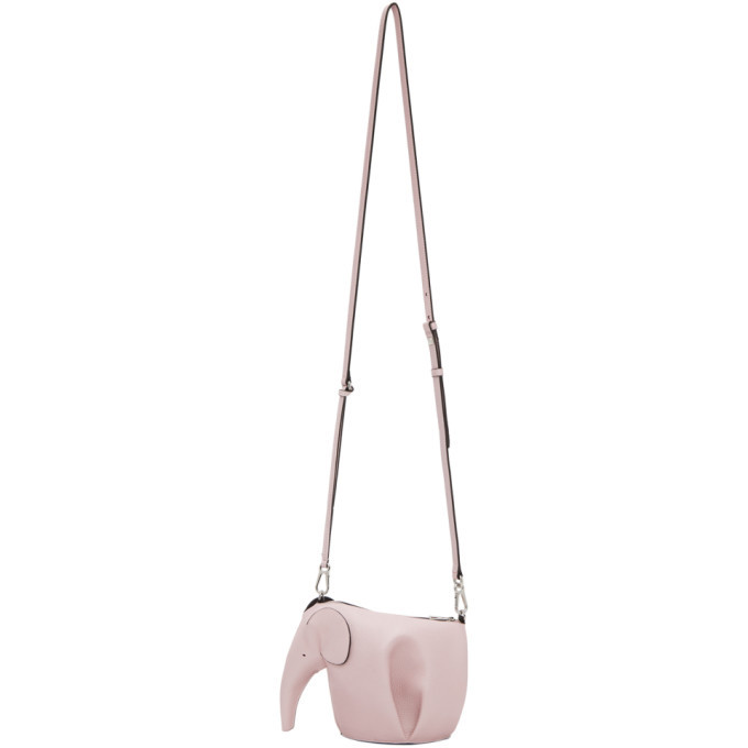 Loewe Elephant Mini Shoulder Bag Pink Leather Silver Hardware Ladies