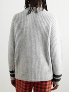 ERL - Embroidered Ribbed Wool-Blend Sweater - Gray