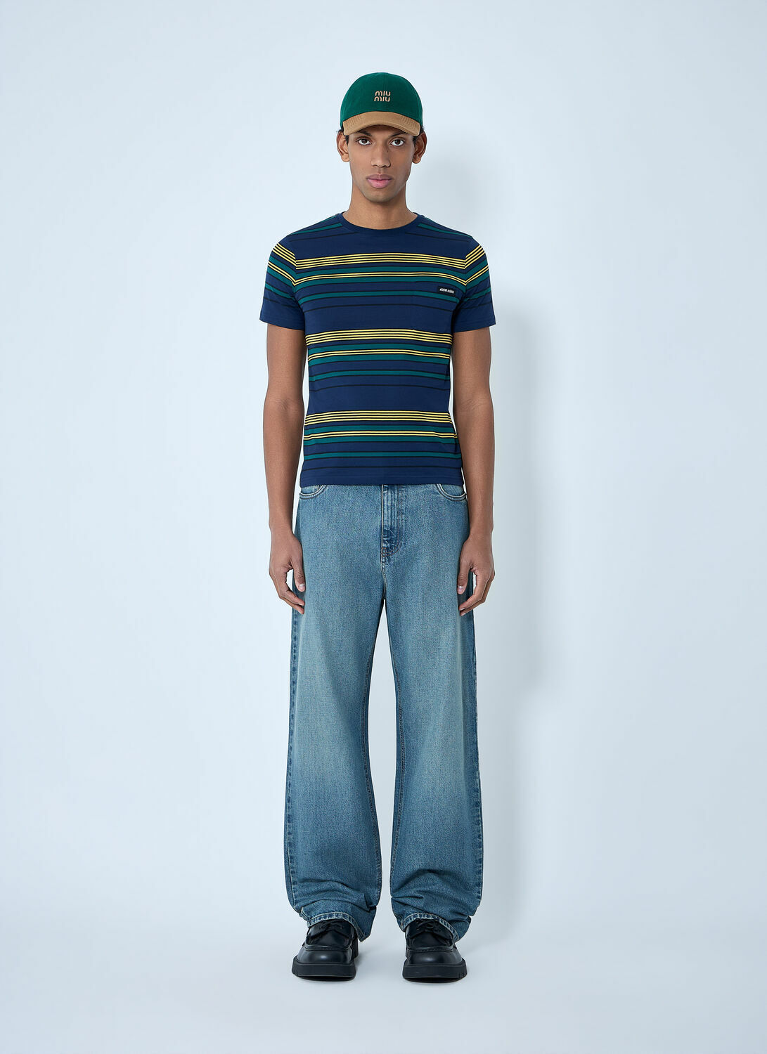 Miu Miu Striped Cotton Jersey T-Shirt