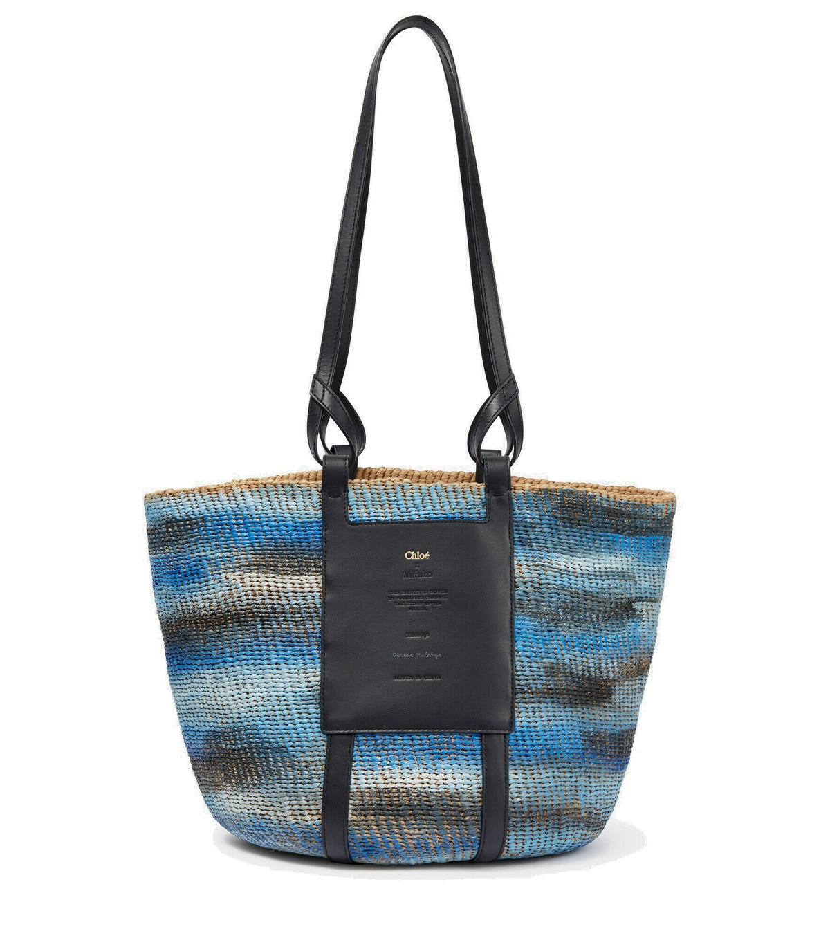 Tie Dye Linen And Raffia Bucket Bag in Multicoloured - Chloe