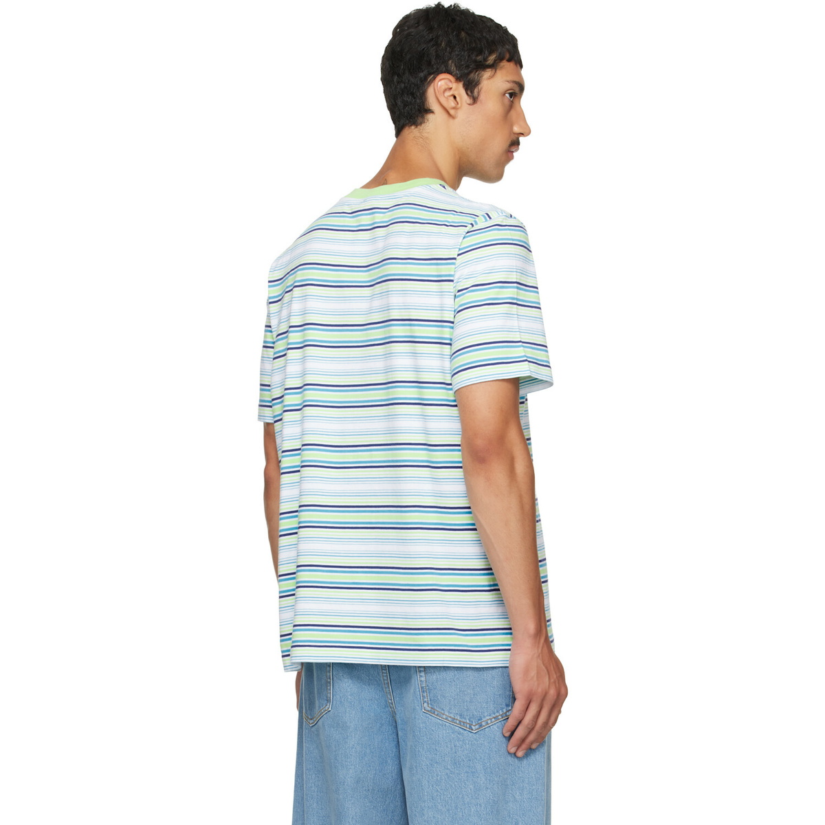 Casablanca Blue & Green Striped Classic T-shirt