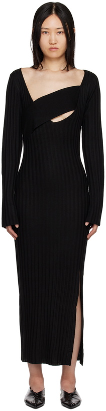 Photo: determ; Black Open Back Maxi Dress