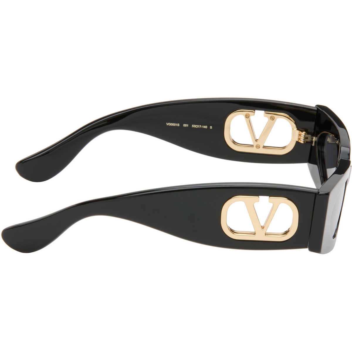Valentino Black Rectangular Acetate Sunglasses