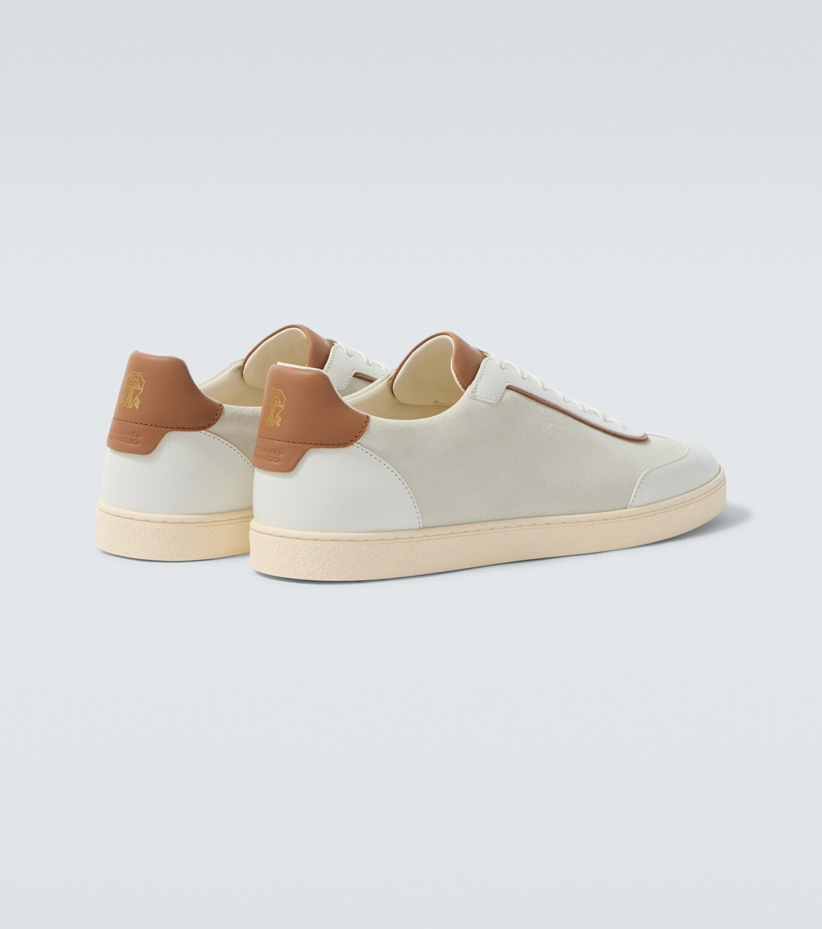 Brunello Cucinelli Leather-trimmed suede sneakers