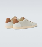 Brunello Cucinelli Leather-trimmed suede sneakers