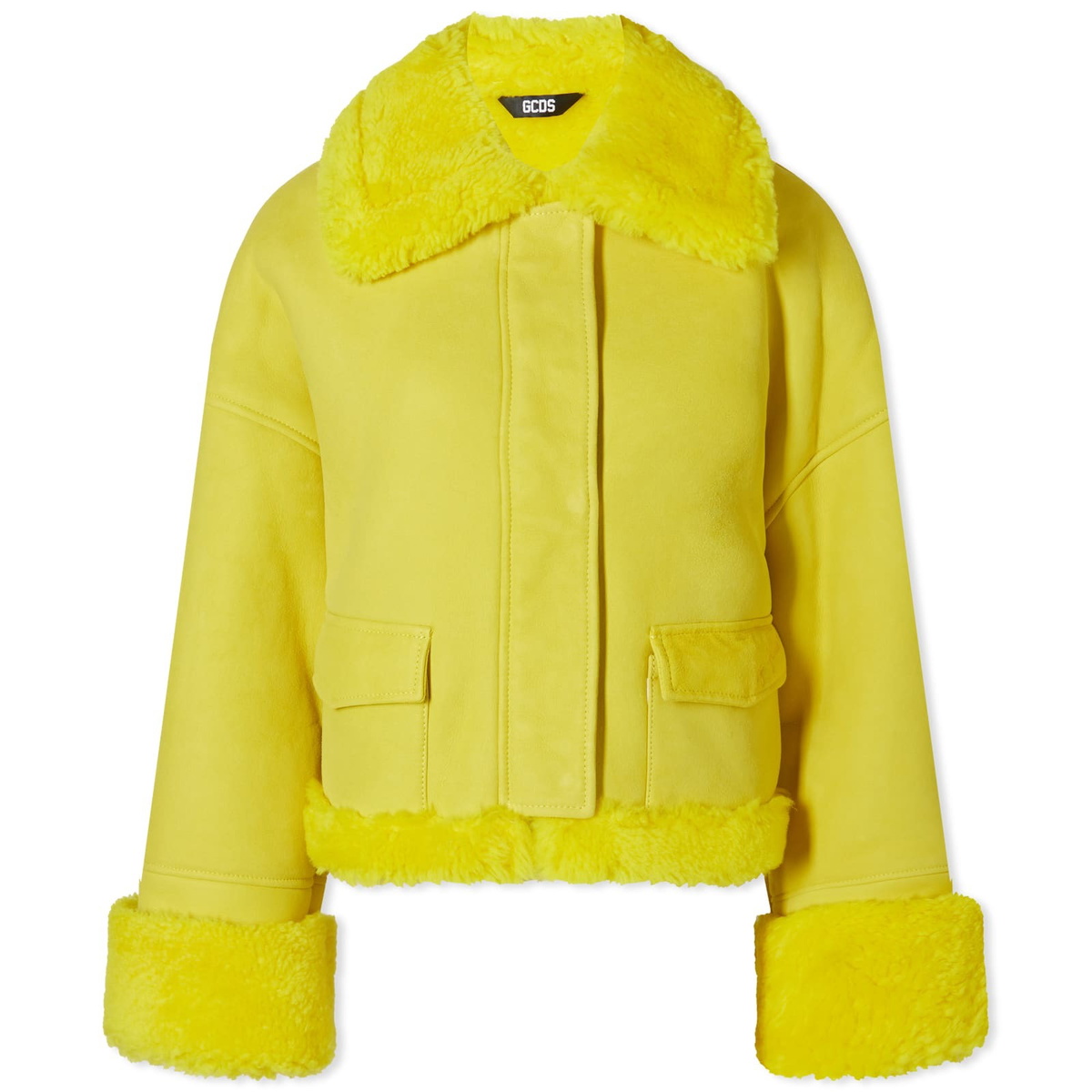 GCDS Women's Shearling Jacket in Yellow GCDS