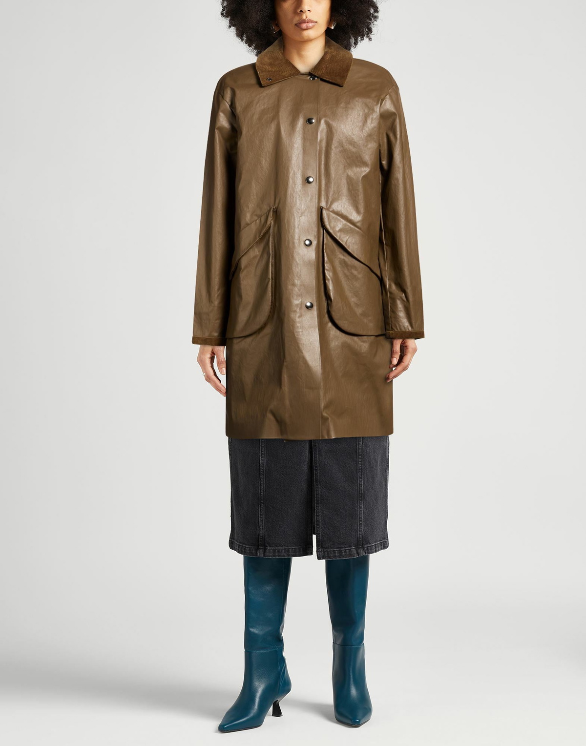 Kassl Editions Womens Overcoat & Trench Coat in Khaki