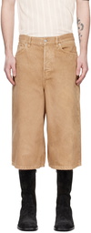 Dries Van Noten Tan Faded Denim Shorts