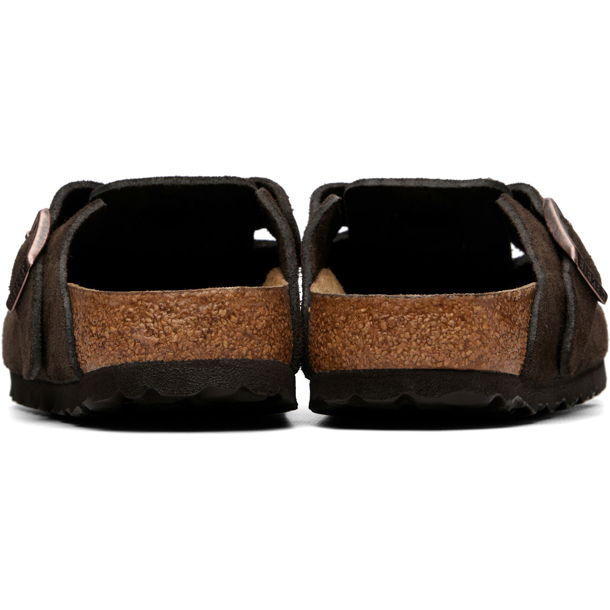 Birkenstock Brown Narrow Boston Soft Footbed Suede Leather Loafers