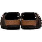 Birkenstock Brown Narrow Boston Soft Footbed Suede Leather Loafers