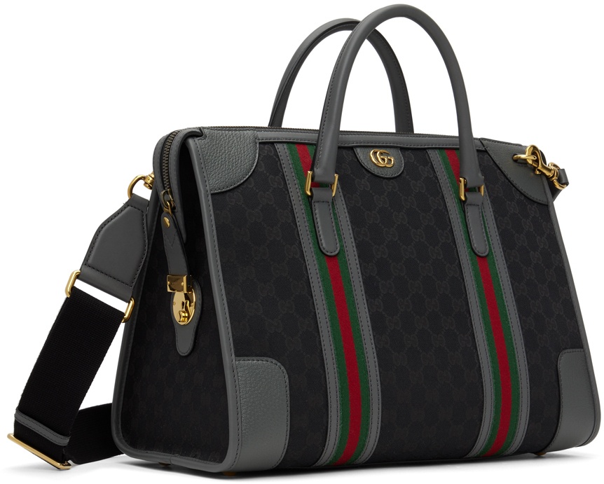 Gucci Black Bauletto GG Canvas Duffle Bag