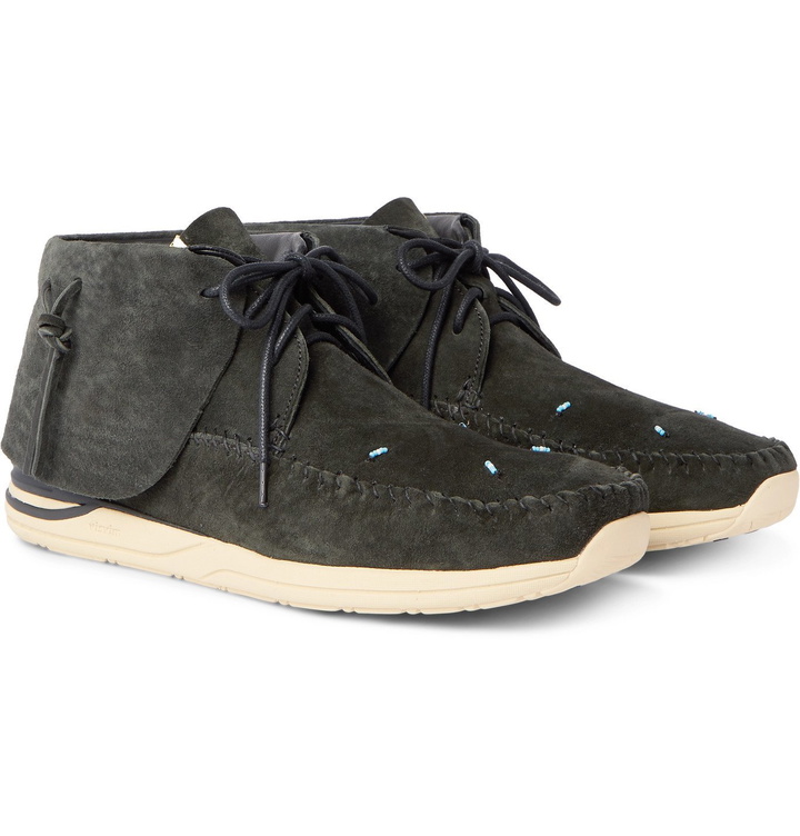 Photo: visvim - Lhamo-Folk Beaded Suede Boots - Black