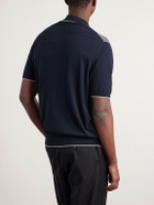 Hartford - Jacquard-Knit Cotton Polo Shirt - Blue