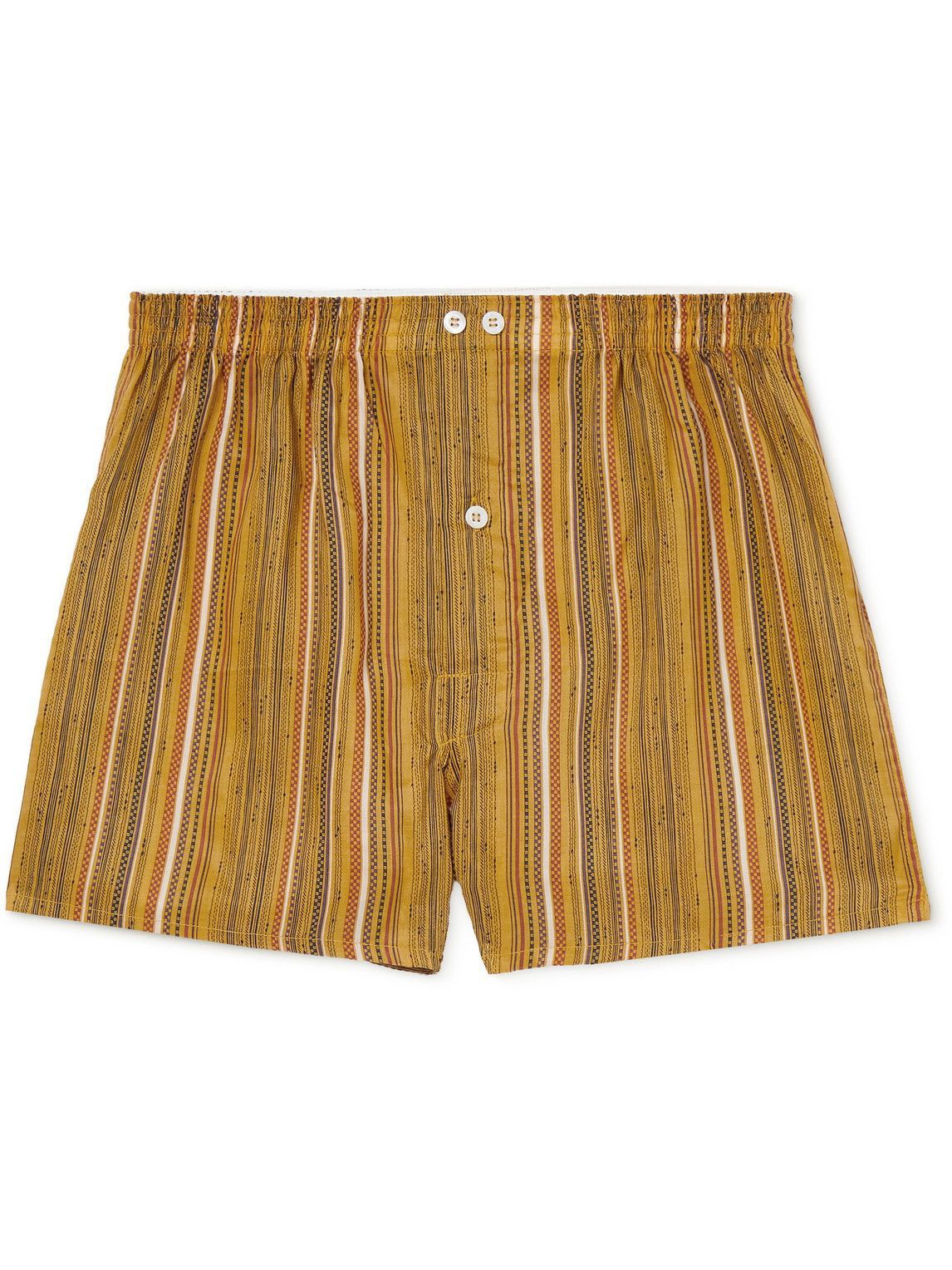 Anonymous ism - Slim-Fit Striped Lyocell Boxer Shorts - Yellow ...