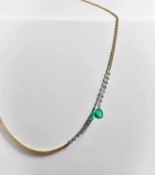 Roxanne First Heart 18kt gold necklace with diamonds and emerald