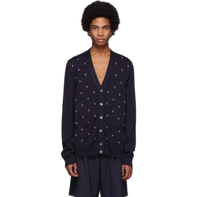 Photo: Gucci Navy Wool G Dot Cardigan