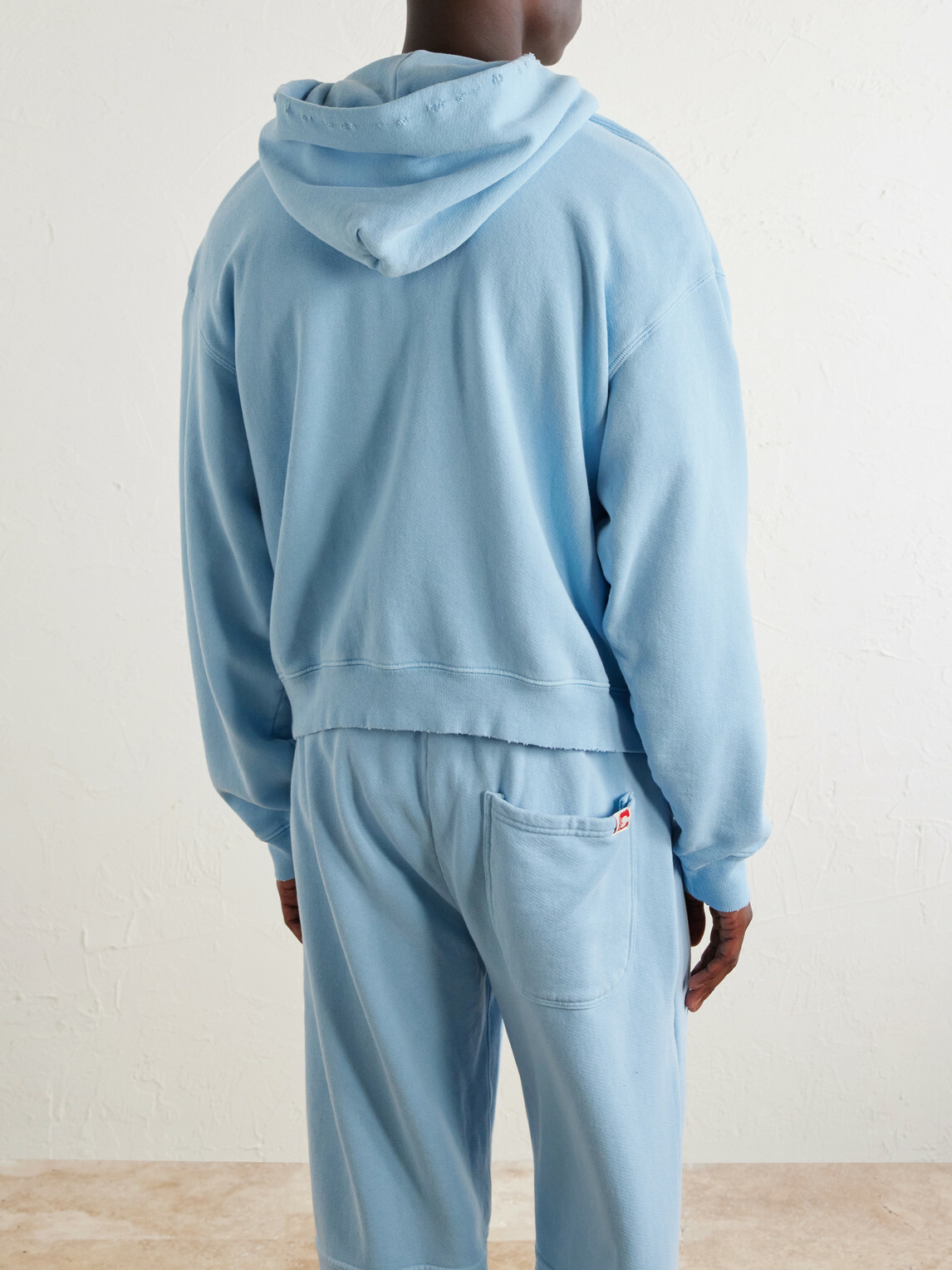 Cherry Los Angeles - Distressed Cotton-Fleece Zip-Up Hoodies - Blue