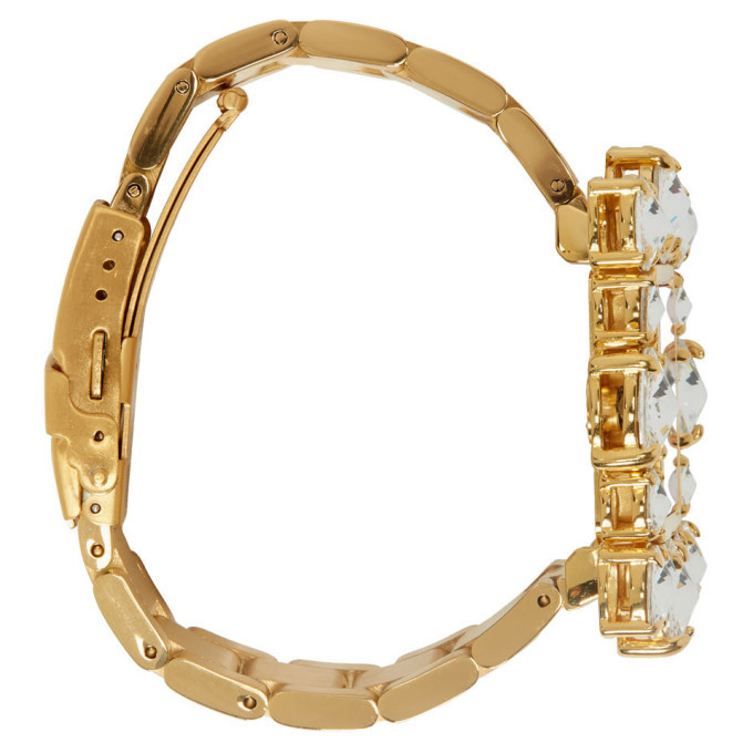 Miu Miu Gold and Pink Pearl Watch Bracelet