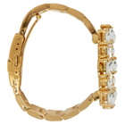 Miu Miu Gold and Pink Pearl Watch Bracelet