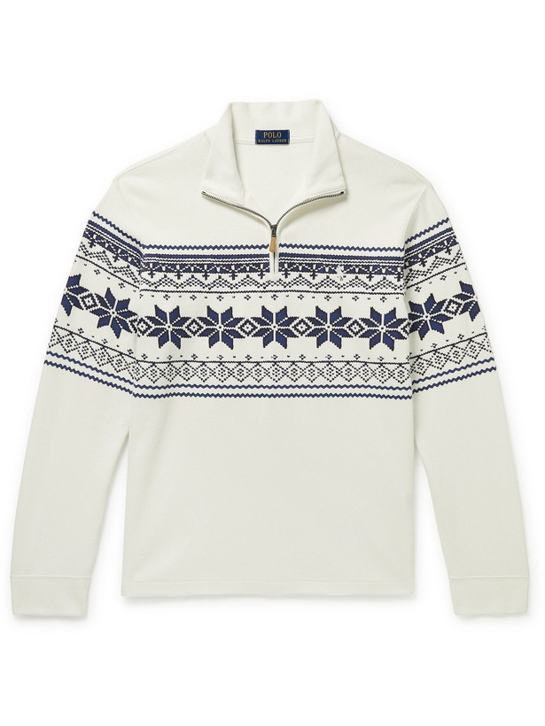 Photo: Polo Ralph Lauren - Fair Isle Half-Zip Cotton Sweater - Neutrals