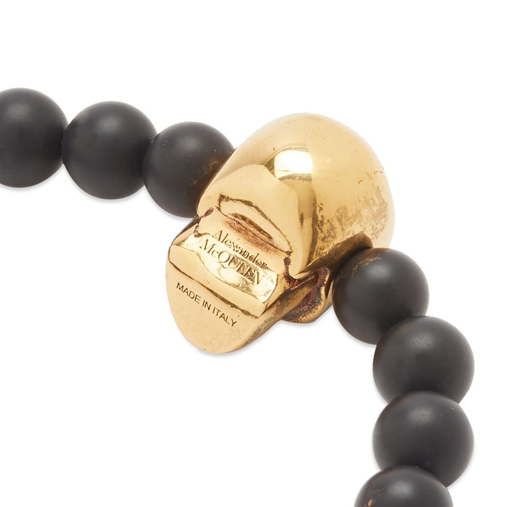 Alexander McQueen Men's Skull Beaded Bracelet in Black/Gold
