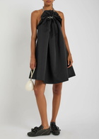 Simone Rocha Ruched Balloon Satin Mini Dress Black