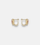 Stone and Strand Kite 14kt gold huggie earrings with garnet