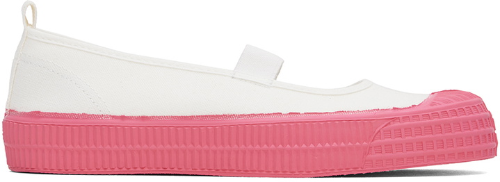Photo: Comme des Garçons Girl White & Pink Novesta Edition Star Jarmika Ballerina Flats