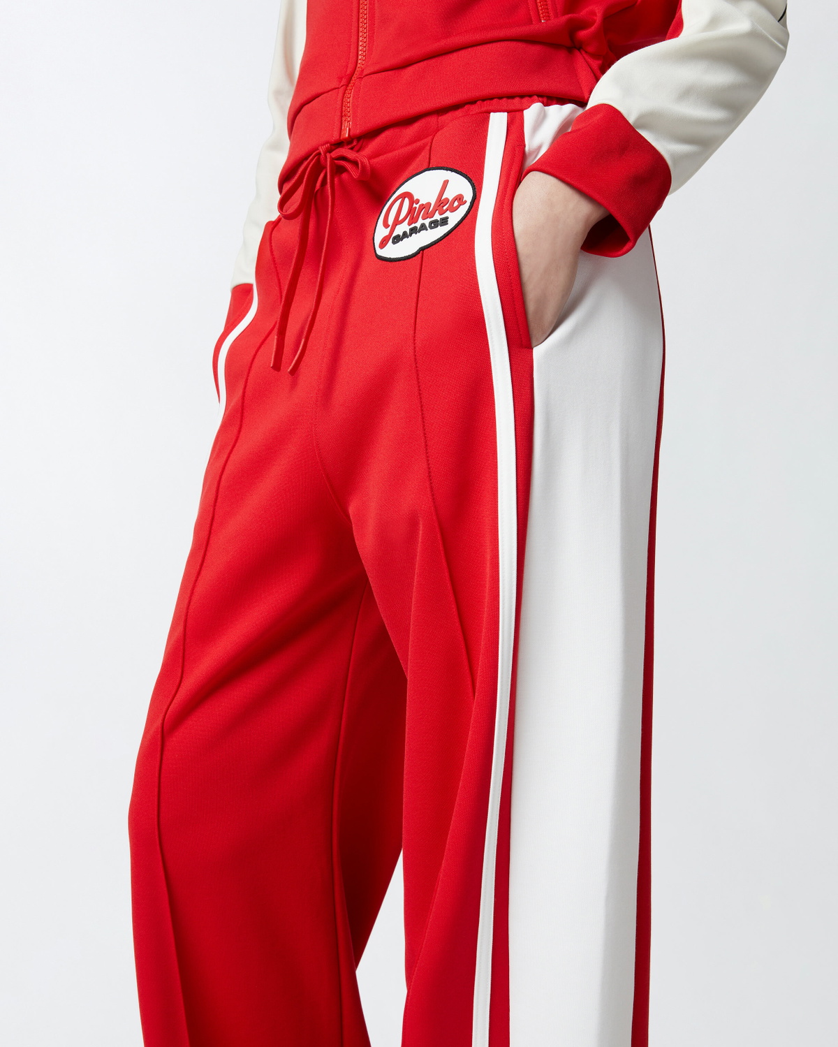 Pinko Pinko Garage Sports Trousers With Side Band Detail Red/Butter