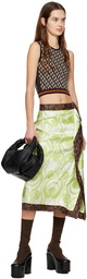 Dries Van Noten Green Draped Midi Skirt