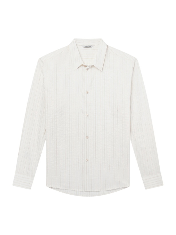 Photo: A Kind Of Guise - Fulvio Pinstriped Cotton, Silk and Linen-Blend Shirt - Neutrals