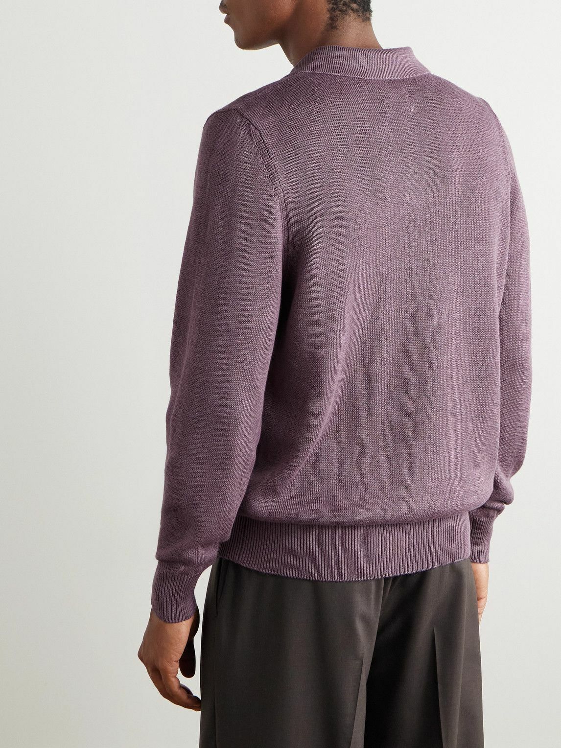 De Bonne Facture - Linen and Cotton-Blend Polo Shirt - Purple