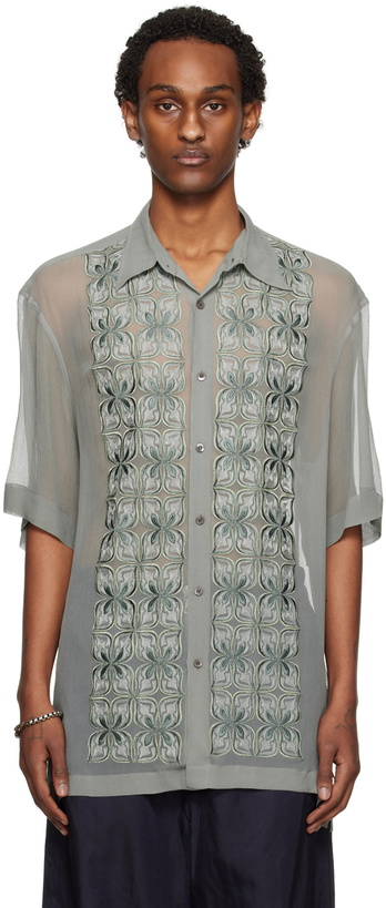 Photo: Dries Van Noten Blue Embroidered Shirt