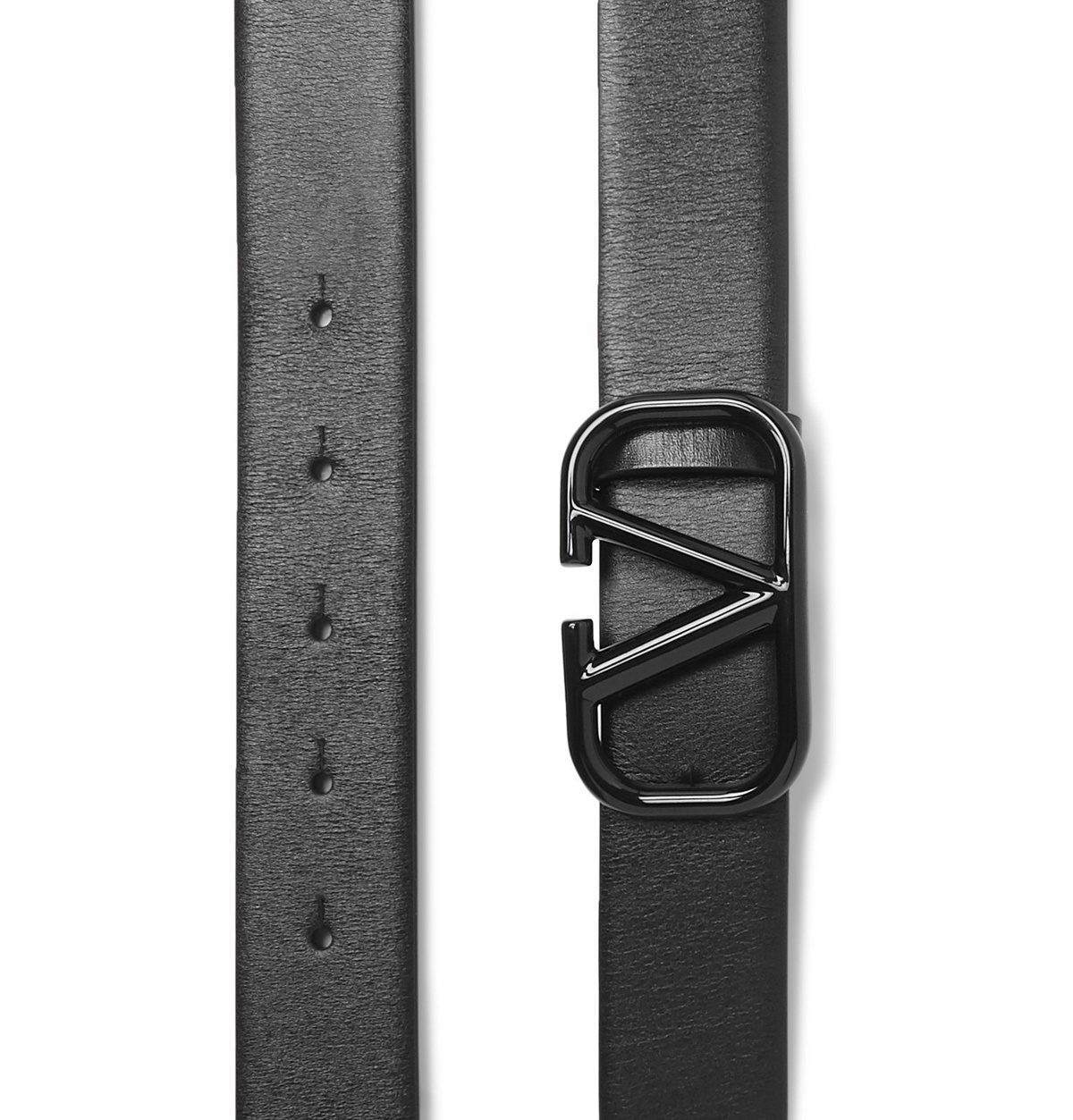 Valentino Garavani - Men - Vlogo 3cm Leather Belt Black - EU 90