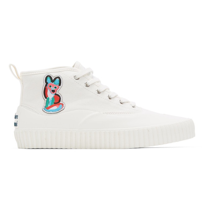 Photo: Maison Kitsune White Acide Fox Patch High-Top Sneakers