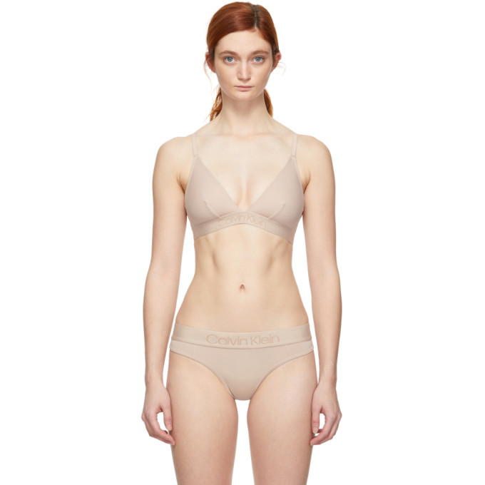 Photo: Calvin Klein Underwear Pink Tonal Logo Unlined Triangle Bralette