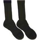 Sacai Green and Navy Pinstripe Socks