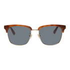 Gucci Tortoiseshell and Gold Rectangular Sunglasses