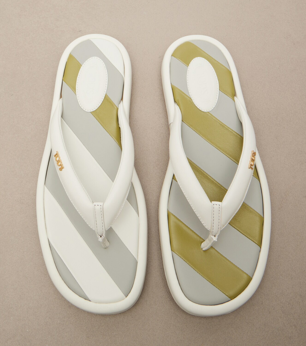 Tod's Striped leather thong sandals